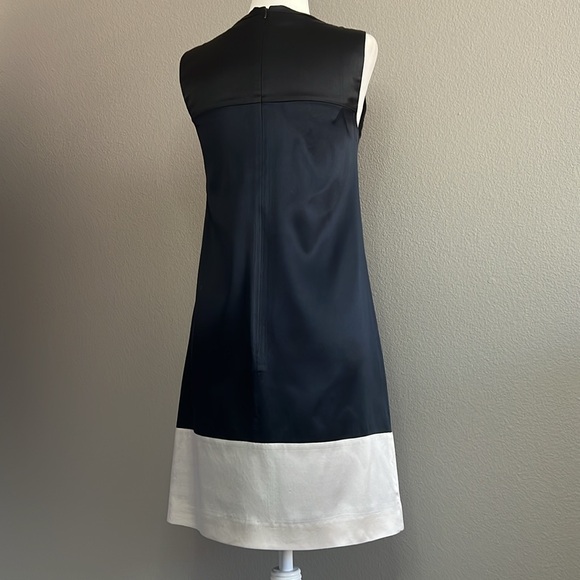Theory silk dress colorblock slip size 2 navy black and cream canelle chorus - Picture 3 of 6